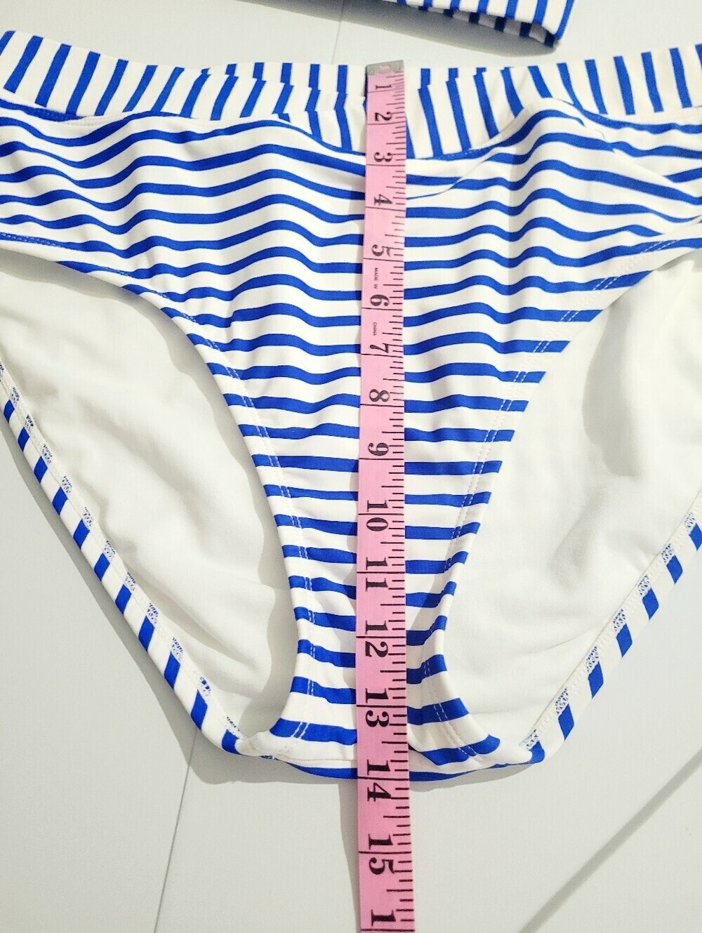 Kona Sol Blue White Stripe Bikini Swimsuit Set Top 16W Bottom XL Padded Beach - Picture 9 of 15